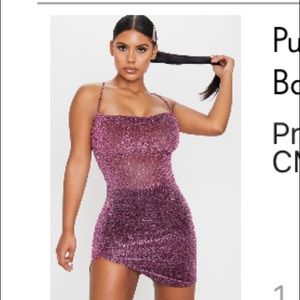 Purple Glittered Strappy Bodycon